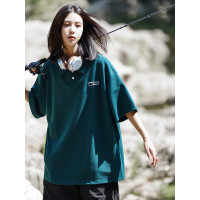 暴躁小沈夏季重磅山系戶外潮牌polo衫男女寬鬆車標貼CityBoy翻領T恤
