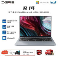 14" Ноутбук DERE 14" Ноутбук R14, Intel Celeron N4500 (1.1 ГГц), RAM 8 ГБ, SSD, Intel UHD Graphics, Windows Home, серый, Российская клавиатура