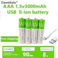 Аккумуляторные батареи New2021, USB AAA, 1,5 в, 3000 мАч