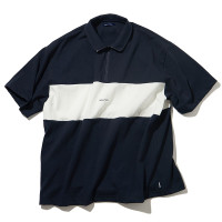 NAUTICA 23SS PANEL BORDER HALF ZIP TEE 全棉拼接半拉鍊POLO衫