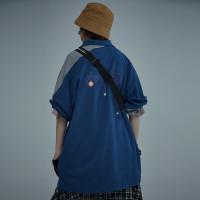 A SQUARE ROOT 原創印花刺繡拼接男女休閒寬鬆潮牌夏季短袖POLO衫