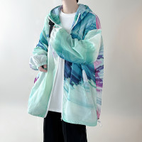 國潮漸層色防曬衣男夏季薄款冰絲透氣小眾設計感潮牌抗UV外套