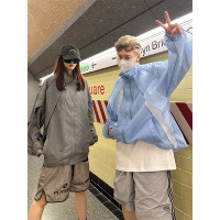 NECOYEP2023美式雙層寬鬆運動防曬衣潮ins防曬透氣小眾長袖上衣