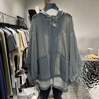大尺碼300斤寬鬆休閒男女夏季薄款潮流百搭連帽拉鍊時尚防曬外套