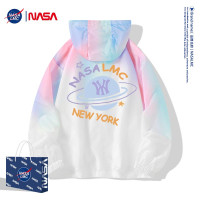 NASA2023時尚潮流漸層寬鬆連帽夾克女士青春運動休閒薄款防曬衣男