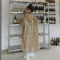 2-300斤中長版雪紡連帽防曬衣男女外穿夏季大尺碼寬鬆薄款開衫外套
