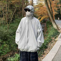 冰絲釣魚防曬服男潮牌夏季薄款戶外寬鬆透氣加肥加大碼高級感外套