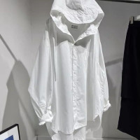 大尺碼300斤休閒連帽長袖襯衫男女裝夏季寬鬆薄款透氣防曬衣外套2