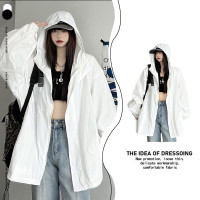 大尺碼300斤長袖防曬衣男女裝夏季百搭防曬服寬鬆開衫連帽薄款外套2