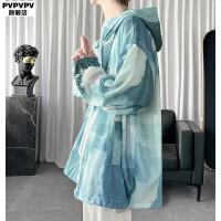 紮染冰絲防曬衣服男夏季超薄款透氣青少年潮牌衝鋒衣抗UV外套