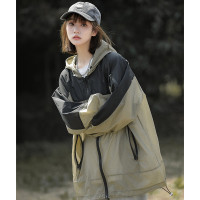 戶外冰絲連帽防曬衣男夏季薄款美式復古潮牌撞色大尺碼休閒防曬外套