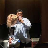 DoggyQin備戰七夕/情侶裝條紋襯衫女秋季設計感小眾鏤空露背襯衫