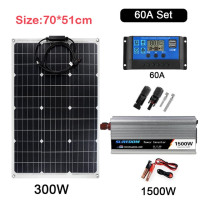 Система солнечной энергии 1500 Вт, инверторный комплект от 12 В до 220 В, зарядное устройство с солнечной панелью 600 Вт, полный контроллер, домашний сетевой телефон для кемпинга