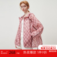 dfvc夏季格子粉色時尚防曬服女2023新款寬鬆透氣連帽防曬衣外套薄