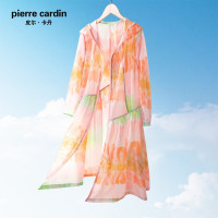 皮爾卡登活力印花防曬衣女中長版2023新款夏A型寬鬆連帽防曬外套