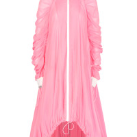 個性設計糖果粉色超長款輕薄戶外運動工裝外套露營全包圍防曬風衣