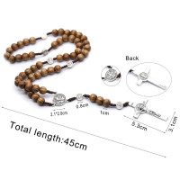 Ожерелье ручной работы с круглыми бусинами и четками для мужчин, кулон с крестом Иисуса, католические религиозные украшения,