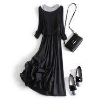 毒家定製款 渠道好貨兩件式套裝洋裝一字領長袖T恤背心中長裙女秋