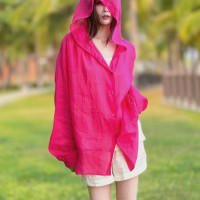 玫紅色連帽防曬衣冰絲薄款設計感小眾獨特別致時尚外套夏季防曬服