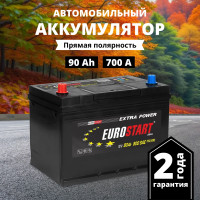 Аккумулятор автомобильный 12v 90 Ah EUROSTART Extra Power Asia 90 Ач 700 А прямая полярность 303x175x228 стартерный акб для автомобиля, машины (нижний борт)