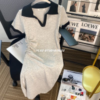YLSZ定製~夏季2023新款高級感polo洋裝子遮肚顯瘦港味長裙chic