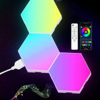 Настенная лампа Rgb с дистанционным управлением, светодиодный шестиугольный ночник для компьютера и игровой комнаты