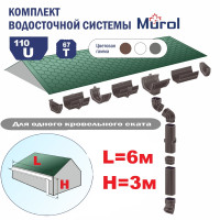 Набор Водосточной системы U110/67 MUROL для крыши L6 м КОРИЧНЕВЫЙ