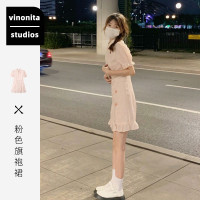 新中式國風粉色超火改良旗袍年輕款洋裝女夏季小個子2023年新款