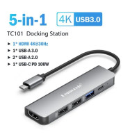 Док-станция Lemorele TC101, USB 3,0, 5 портов, 4K 30 Гц, HDMI