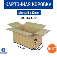 Картонная коробка для хранения и переезда RUSSCARTON, 440х315х320 мм,  Т-22, 10 шт