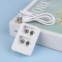 Умное быстрое зарядное устройство с 2 разъемами, 9 В, USB-кабель для 1-2 перезаряжаемых никель-металлогидридных аккумуляторов 9 в