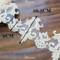 1 ярд Изысканный Золотой контур с вышивкой цвета слоновой кости полиэфирное кружевное детское платье детский костюм с отделкой 16,5 см