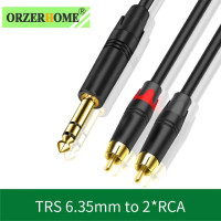 Аудиокабель ORZERHOME со штекером Aux 6,35 мм на два RCA, со штекером Aux 1/4 дюйма