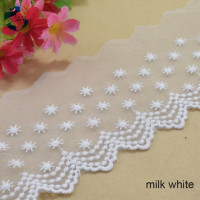 Хлопковая вышивка 9 см, белая кружевная французская сетчатая лента, ткань из гипюра «сделай сам», отделка, основовязание, Швейные аксессуары, Кукольное платье #4342