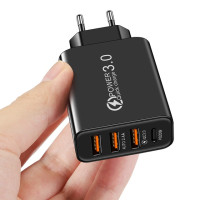 Новое зарядное устройство для быстрой зарядки A + C, евро стандарт 3USB + Type-C, многопортовый мобильный телефон, универсальное зарядное устройство для путешествий