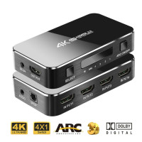 HDMI-совместимый сплиттер 4 порта Переключатель 4K 2,0 аудио экстрактор ARC & IR управление 4 входа 1 выход адаптер