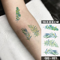 Водостойкая Временная тату-наклейка с зелеными растениями, женская, женская, Мужская цветка, цветок, цвет флэш-тату, боди-арт, переводная искусственная татуировка