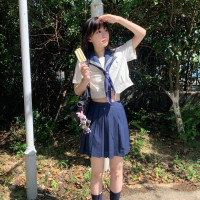 鹽漬青梅jk【無盡夏】花紺色水手服校供感基礎原創制服日系學院風