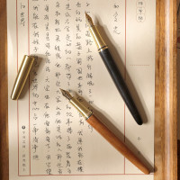 柒鹿手作丨復古實木鋼筆檀木筆鋼筆專用練字男士高檔高顏值書法硬筆美工筆墨囊可替換女士學生辦公吸墨精緻