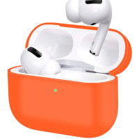 Силиконовый чехол (футляр) для наушников Apple AirPods Pro/ кейс на аирподс про, цвет оранжевый