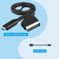 Видеоадаптер SCART/HDMI, 1080p, с USB-кабелем, для HDTV, Sky Box, DVD, телевизора, усиление сигнала