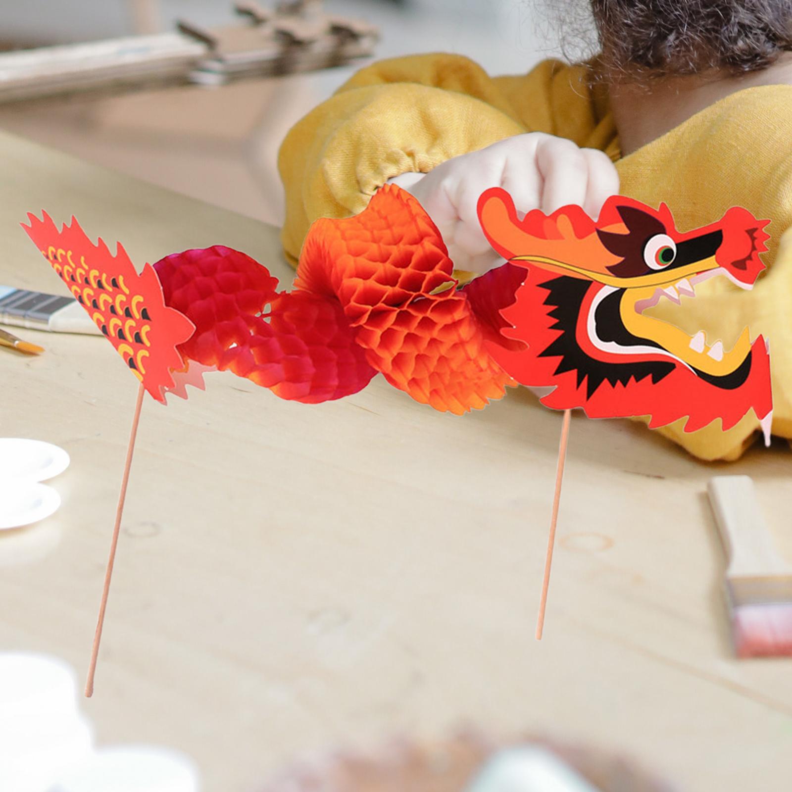 3D Chinese New Year Dragon Garland Art Crafts Hanging Handmade DIY Set for Festival New Year Party Toddlers Decoration