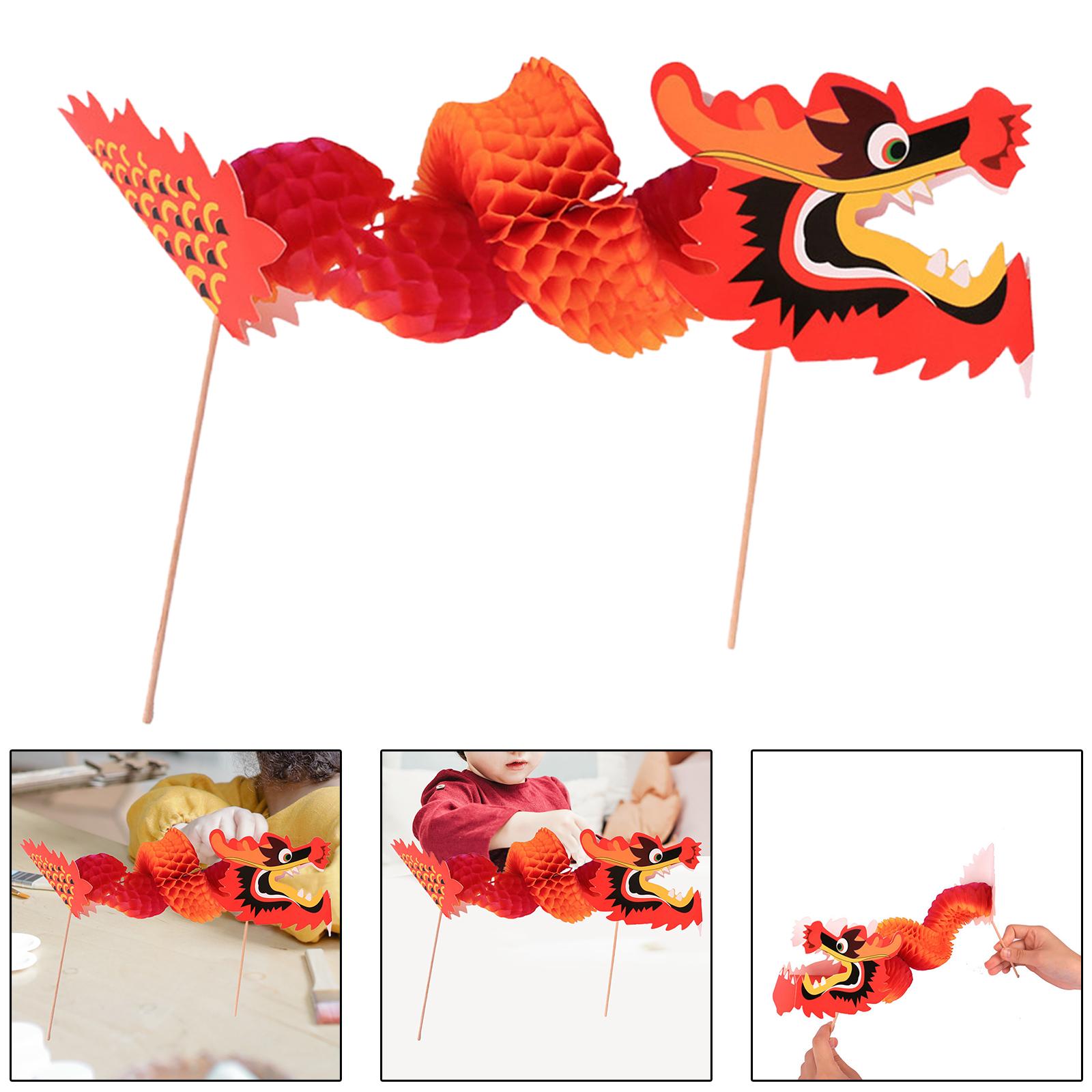 3D Chinese New Year Dragon Garland Art Crafts Hanging Handmade DIY Set for Festival New Year Party Toddlers Decoration