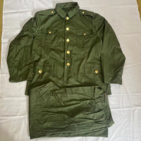 庫存正品87軍綠色中山裝冬服套裝黃滌卡工作服耐磨加厚寬鬆罩衣