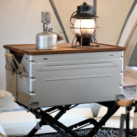 雪峯snowpeak戶外露營收納箱金屬多功能開口箱置物桌子板25L 50L