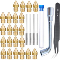 34 в 1 сопло MK8 1,75 мм 0,2/0,3/0,4/0,6, пинцет, гаечный ключ и 0,35 игл для Creality CR-10 10S Ender 3 5, запчасти для 3D-принтера