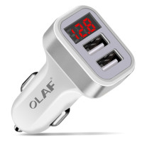 Автомобильное зарядное устройство OLAF с двумя USB-портами и ЖК-дисплеем