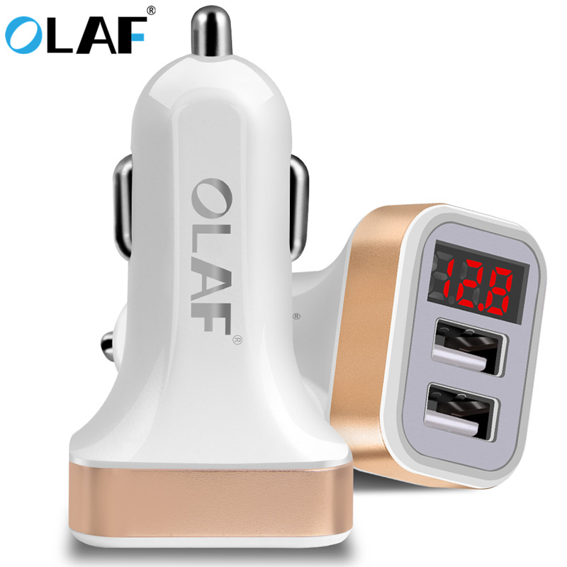 OLAF Dual USB Car Charger LED Digital Display GPS Auto Fast Charge Adapter USB Chargers For Samsung Xiaomi Tablet Car-Charger (1)