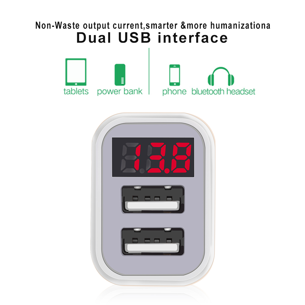 OLAF Dual USB Car Charger LED Digital Display GPS Auto Fast Charge Adapter USB Chargers For Samsung Xiaomi Tablet Car-Charger (2)