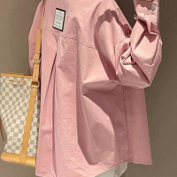 復古港風牛仔襯衫外套女春秋2023新款寬鬆顯瘦中長版歐貨襯衫外穿